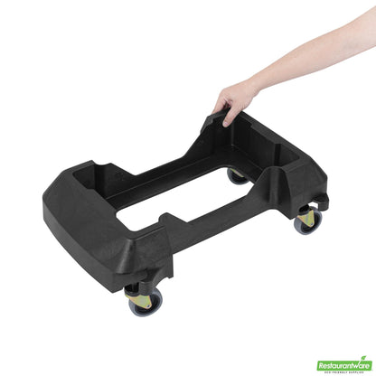 Wholesale Restaurantware Clean Tek Professional Black Trainable Dolly - Fits 15 / 23 Gal Slim Trash Can - 1 Count Box- Bulk