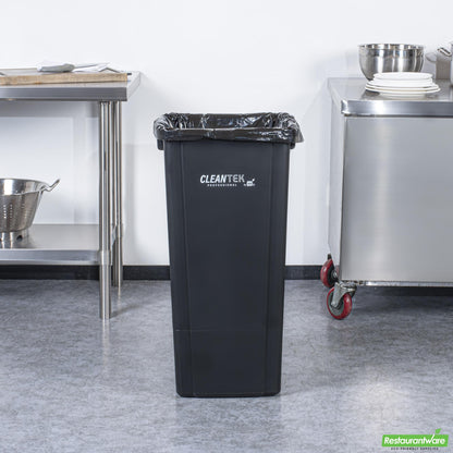 Wholesale Restaurantware Clean Tek Professional 23 Gal Square Black Plastic Trash Can - 16" X 15 3/4" X 30 3/4" - 1 Count Box- Bulk