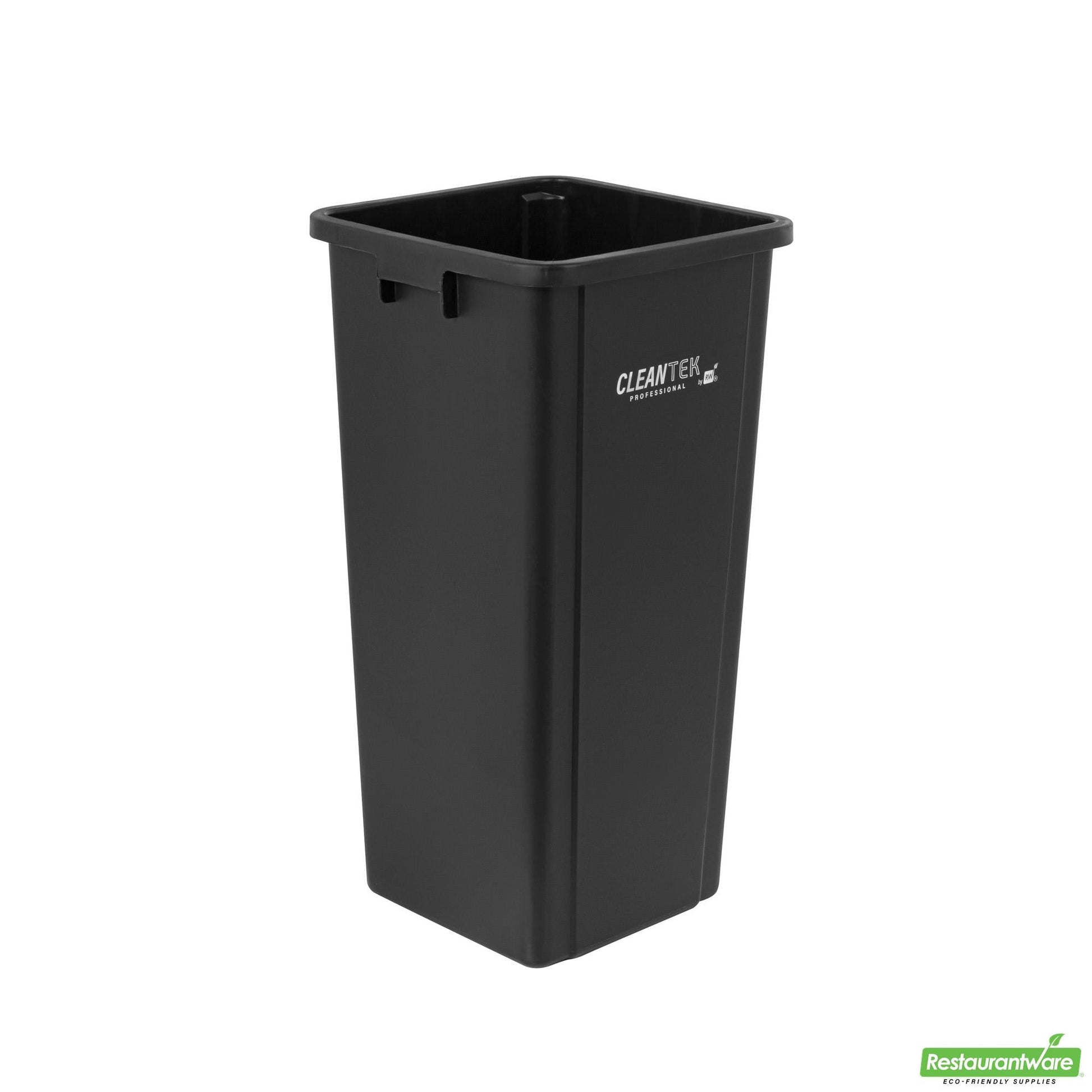 Wholesale Restaurantware Clean Tek Professional 23 Gal Square Black Plastic Trash Can - 16" X 15 3/4" X 30 3/4" - 1 Count Box- Bulk