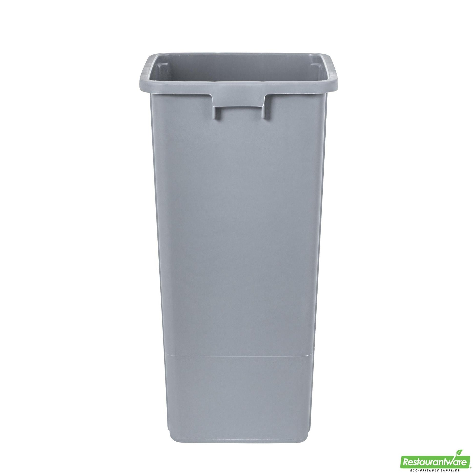 Wholesale Restaurantware Clean Tek Professional 23 Gal Square Gray Plastic Trash Can - 16" X 15 3/4" X 30 3/4" - 1 Count Box- Bulk