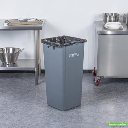 Wholesale Restaurantware Clean Tek Professional 23 Gal Square Gray Plastic Trash Can - 16" X 15 3/4" X 30 3/4" - 1 Count Box- Bulk