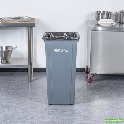 Wholesale Restaurantware Clean Tek Professional 23 Gal Square Gray Plastic Trash Can - 16" X 15 3/4" X 30 3/4" - 1 Count Box- Bulk