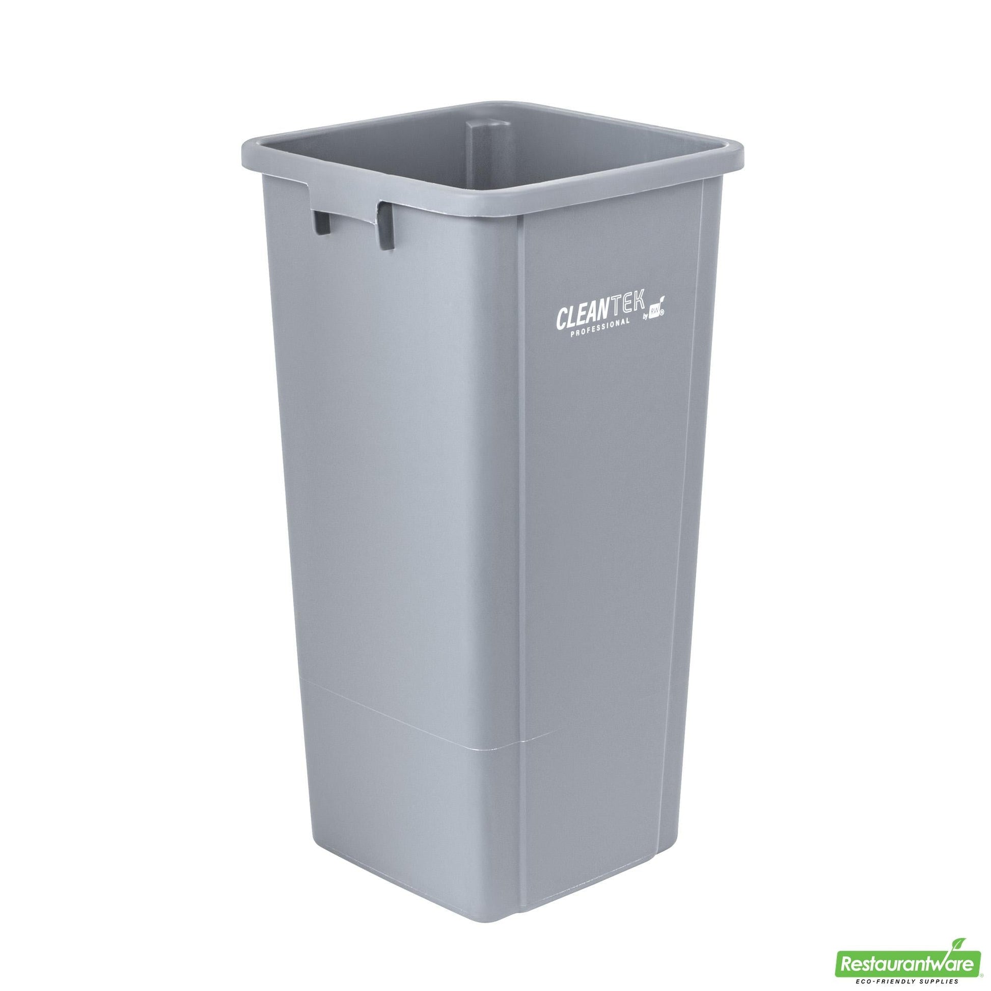 Wholesale Restaurantware Clean Tek Professional 23 Gal Square Gray Plastic Trash Can - 16" X 15 3/4" X 30 3/4" - 1 Count Box- Bulk