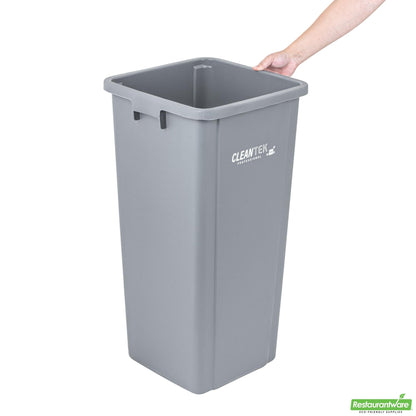 Wholesale Restaurantware Clean Tek Professional 23 Gal Square Gray Plastic Trash Can - 16" X 15 3/4" X 30 3/4" - 1 Count Box- Bulk