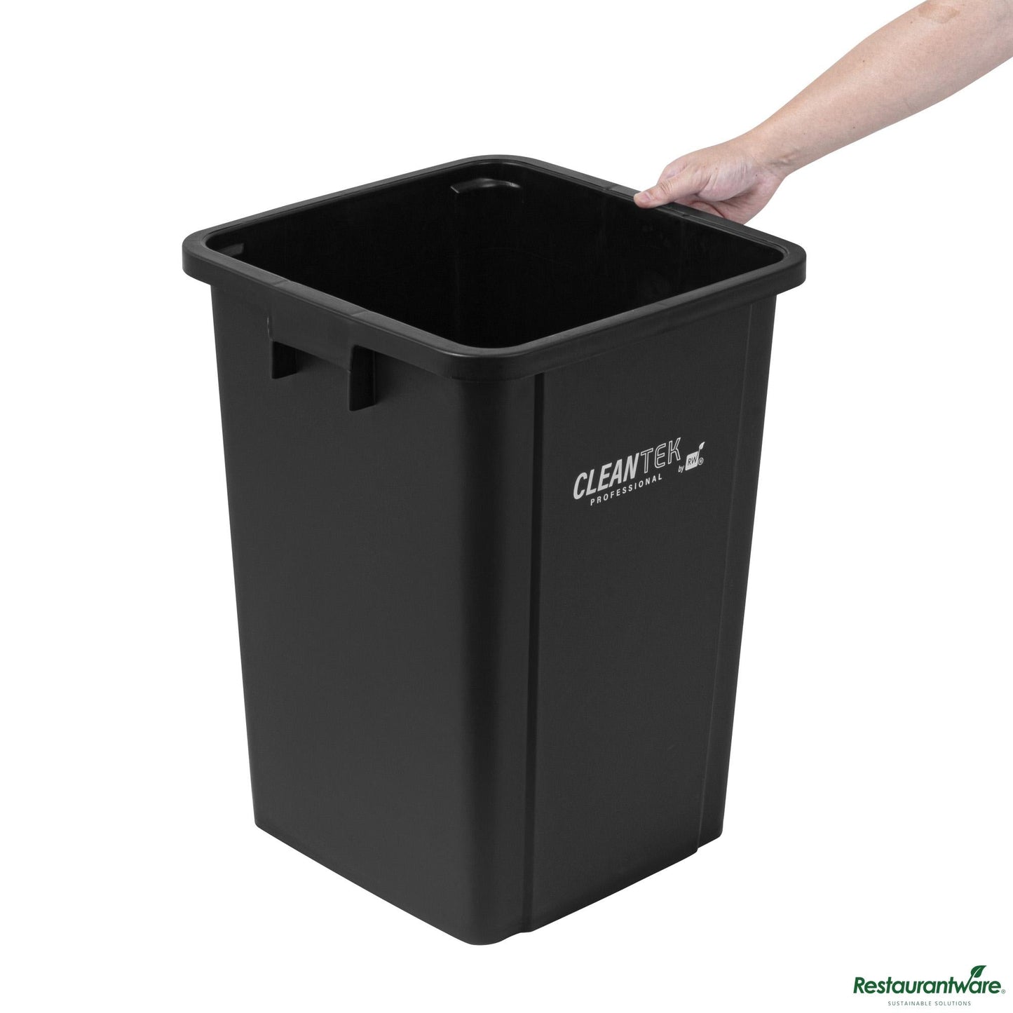 Wholesale Restaurantware 19 Gal Square Black Plastic Trash Can - 15.9" X 16.1" X 21.3"- Bulk
