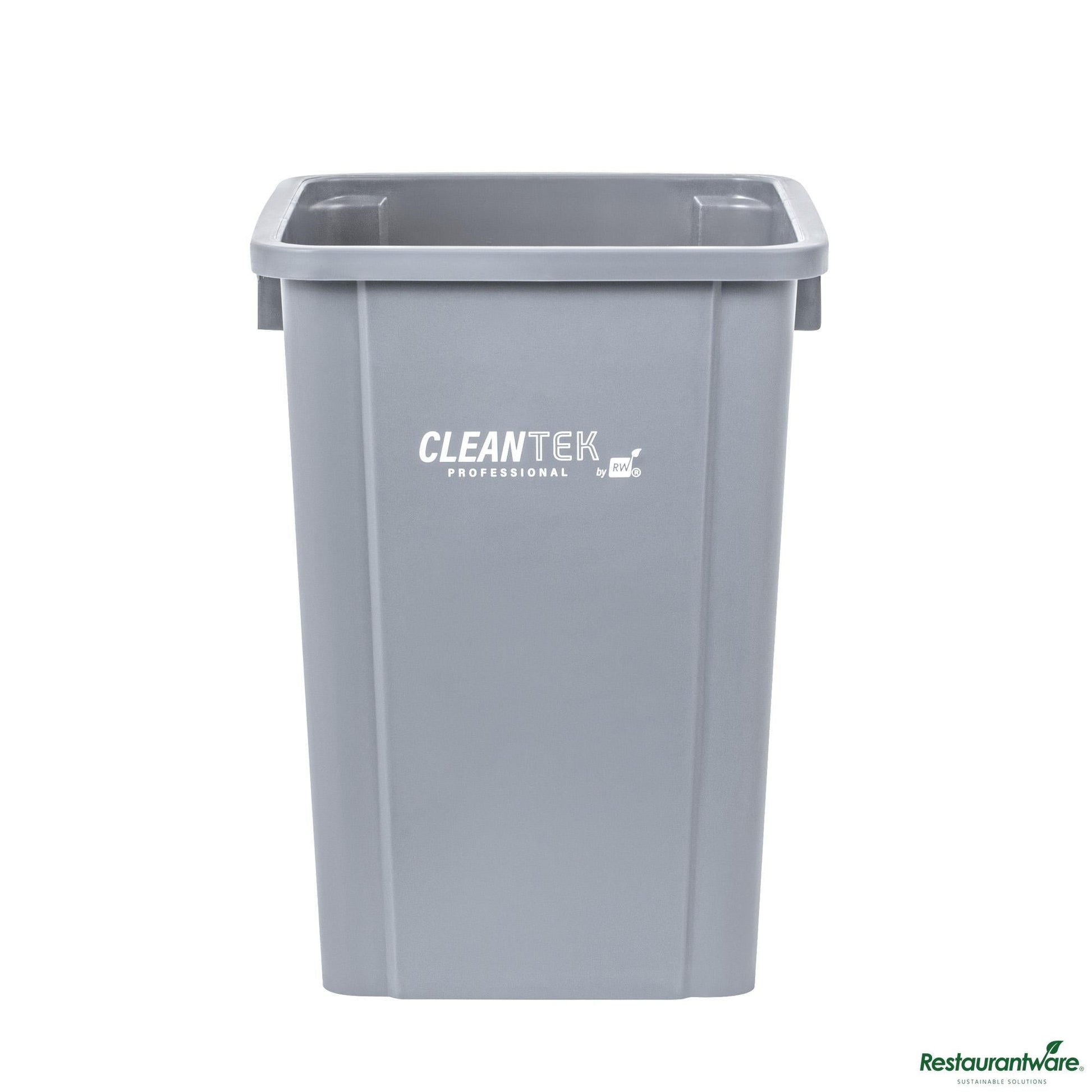 Wholesale Restaurantware 19 Gal Square Gray Plastic Trash Can - 15.9" X 16.1" X 21.3"- Bulk