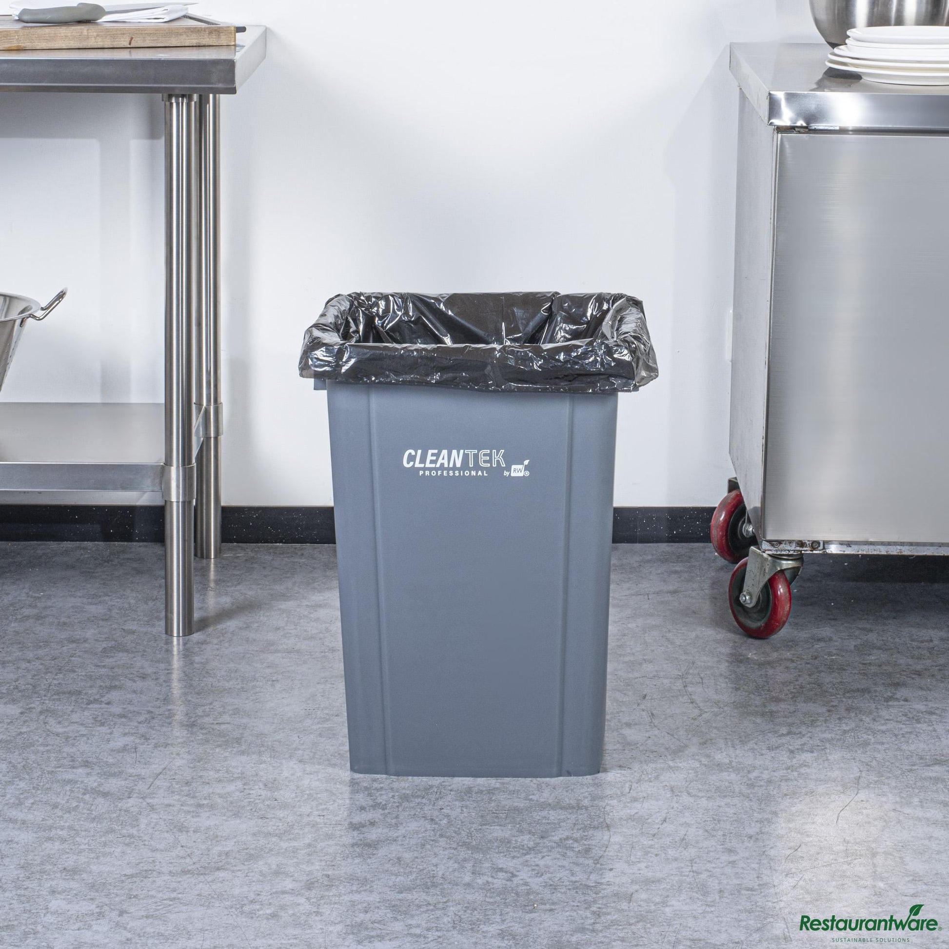 Wholesale Restaurantware 19 Gal Square Gray Plastic Trash Can - 15.9" X 16.1" X 21.3"- Bulk