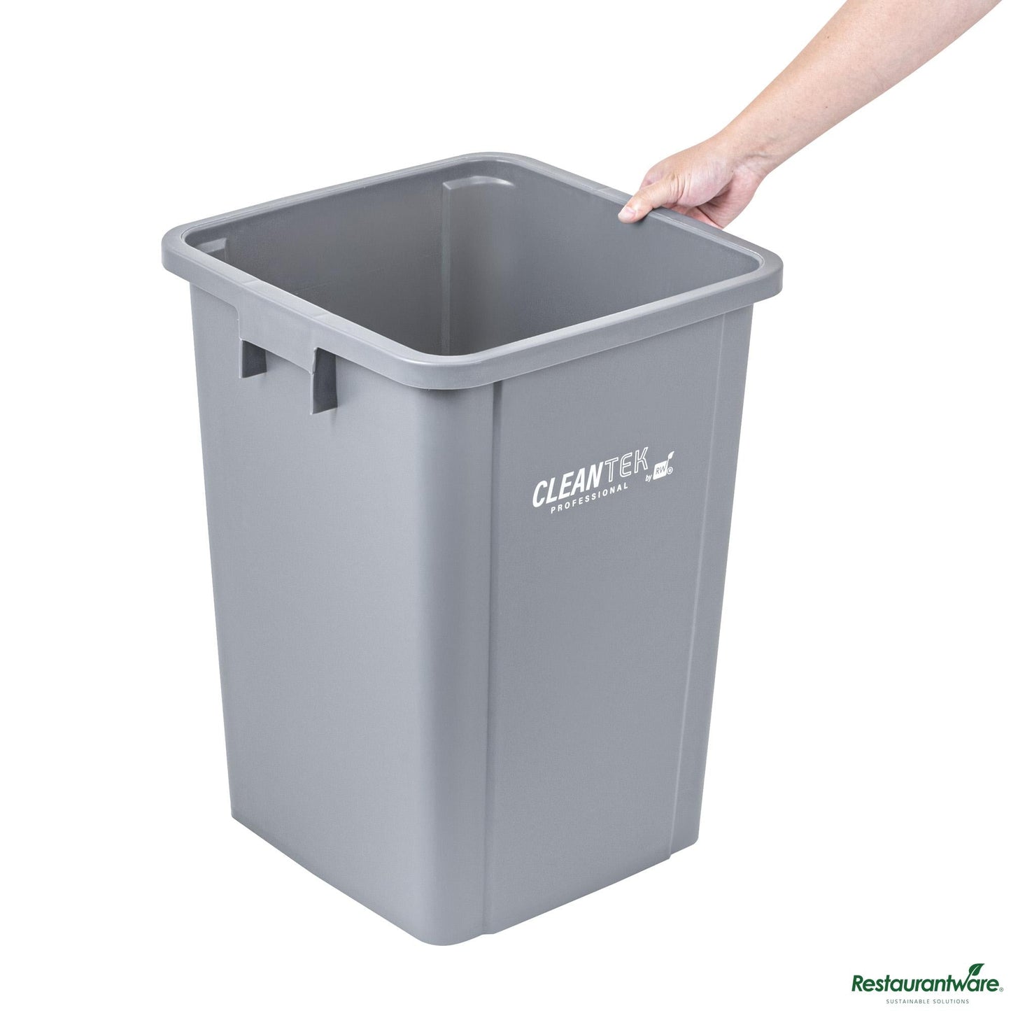 Wholesale Restaurantware 19 Gal Square Gray Plastic Trash Can - 15.9" X 16.1" X 21.3"- Bulk