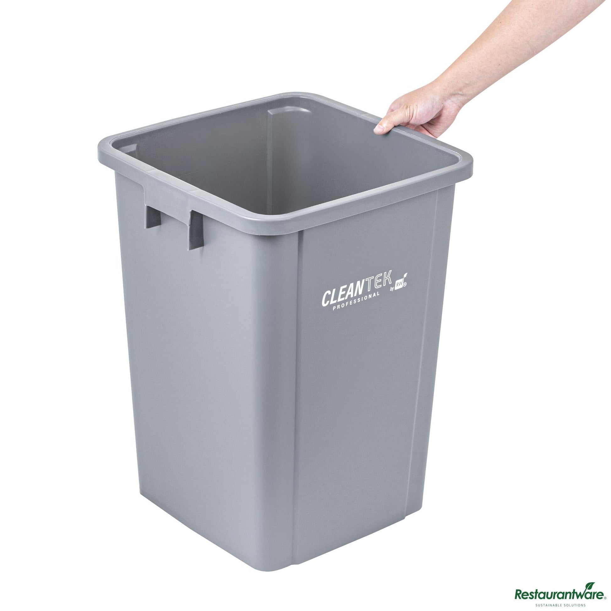Wholesale Restaurantware 19 Gal Square Gray Plastic Trash Can - 15.9" X 16.1" X 21.3"- Bulk