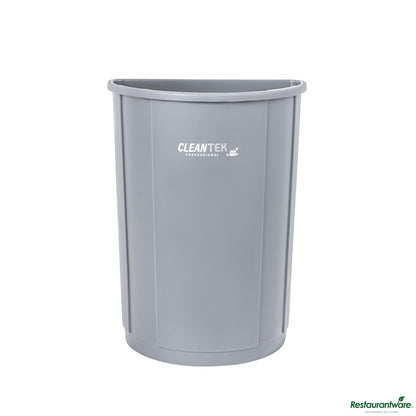 Wholesale Restaurantware 21 Gal Half Round Gray Plastic Trash Can - 20.7" X 11.7" X 28.3"- Bulk