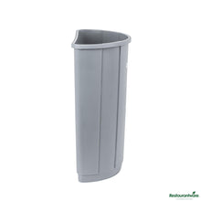 Wholesale Restaurantware 21 Gal Half Round Gray Plastic Trash Can - 20.7" X 11.7" X 28.3"- Bulk