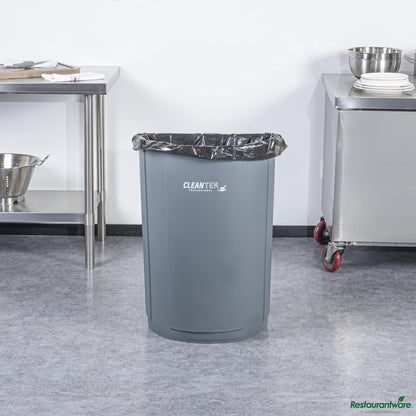 Wholesale Restaurantware 21 Gal Half Round Gray Plastic Trash Can - 20.7" X 11.7" X 28.3"- Bulk