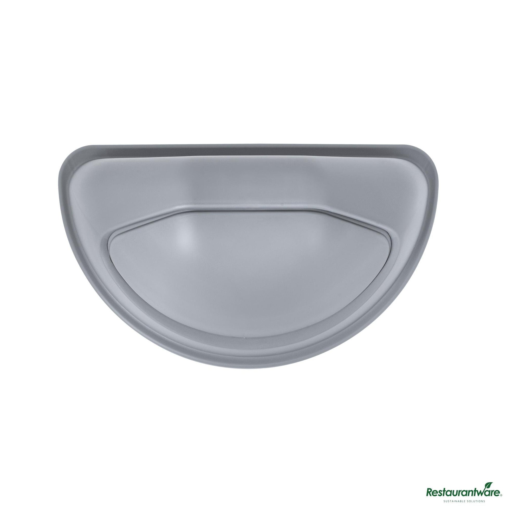 Wholesale Restaurantware Gray Dome Top Lid - with Swing Door, Fits 21 Gal Half Round Trash Can - 21.4" X 12.6" X 8.7"- Bulk