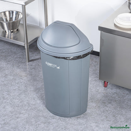 Wholesale Restaurantware Gray Dome Top Lid - with Swing Door, Fits 21 Gal Half Round Trash Can - 21.4" X 12.6" X 8.7"- Bulk