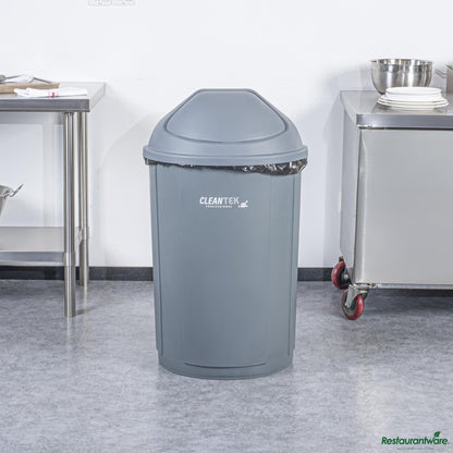 Wholesale Restaurantware Gray Dome Top Lid - with Swing Door, Fits 21 Gal Half Round Trash Can - 21.4" X 12.6" X 8.7"- Bulk
