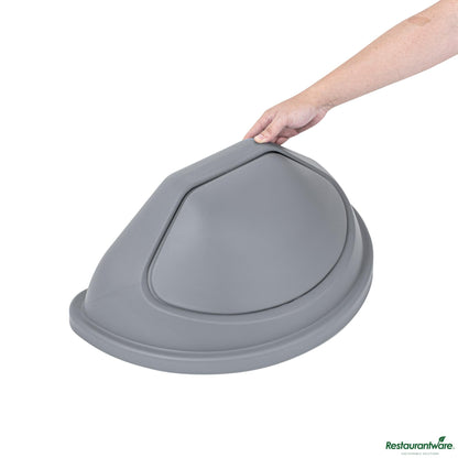 Wholesale Restaurantware Gray Dome Top Lid - with Swing Door, Fits 21 Gal Half Round Trash Can - 21.4" X 12.6" X 8.7"- Bulk