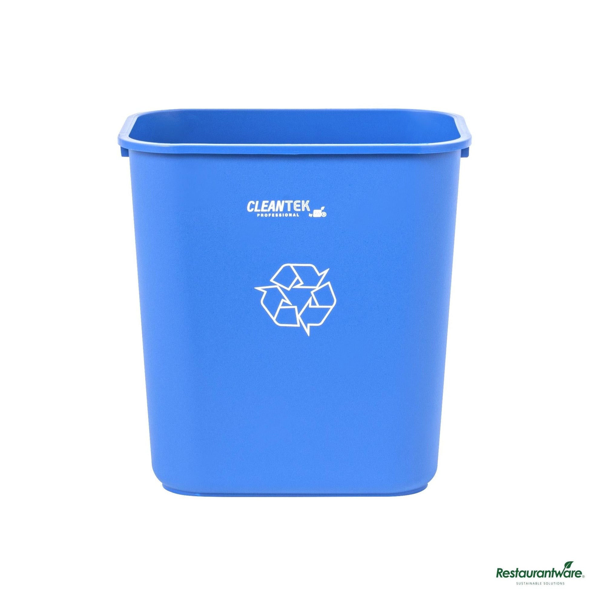 Wholesale Restaurantware 28 Qt / 7 Gal Rectangle Blue Recycling Wastebasket / Trash Can - 14.6" X 10.5" X 15.2"- Bulk