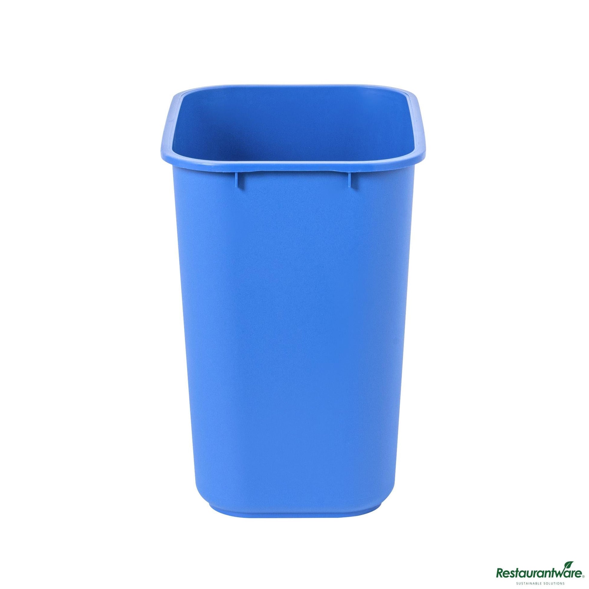 Wholesale Restaurantware 28 Qt / 7 Gal Rectangle Blue Recycling Wastebasket / Trash Can - 14.6" X 10.5" X 15.2"- Bulk