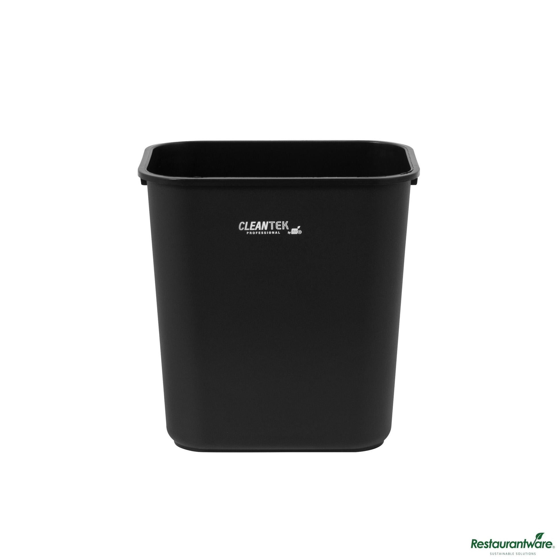 Wholesale Restaurantware 28 Qt / 7 Gal Rectangle Black Wastebasket / Trash Can - 14.6" X 10.5" X 15.2"- Bulk