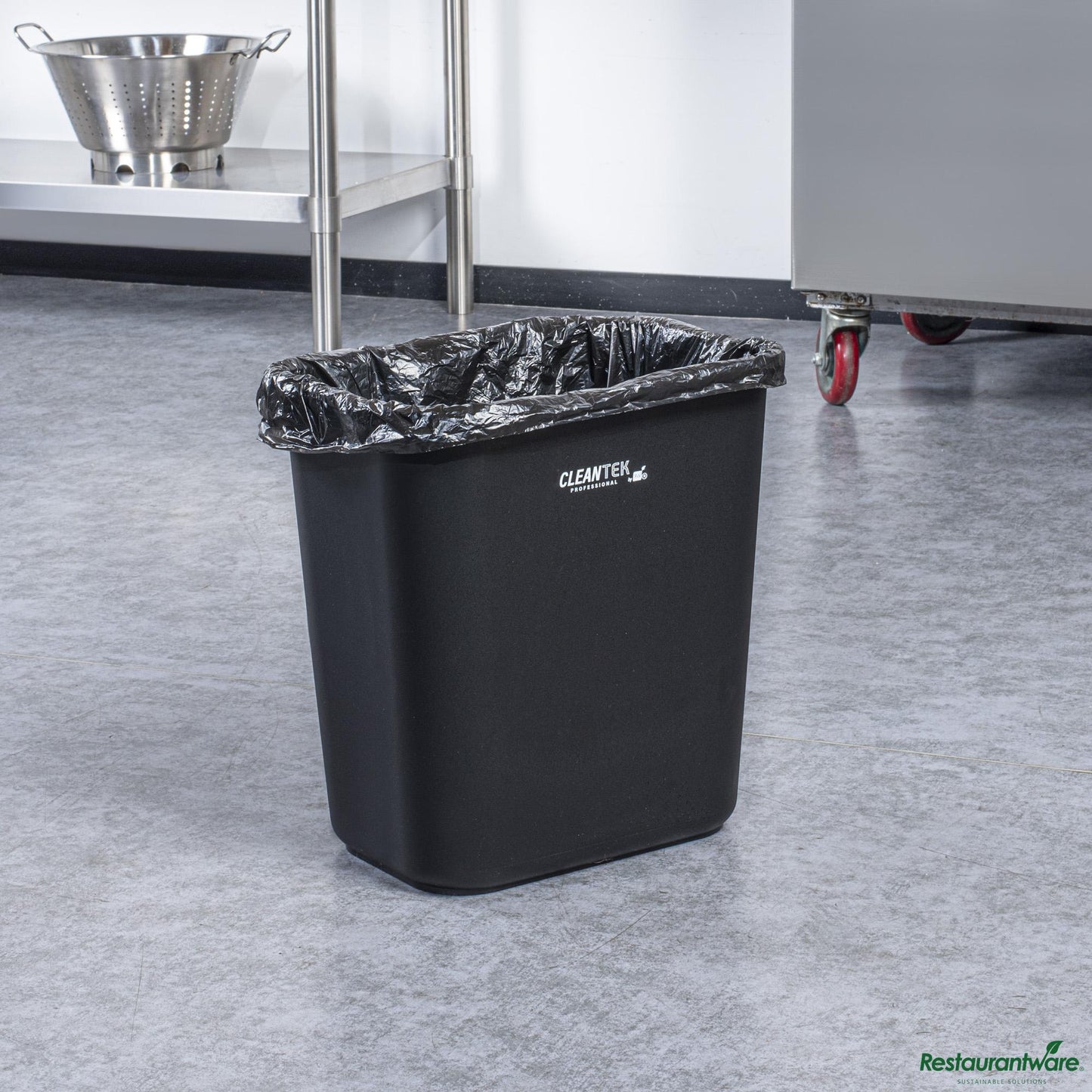Wholesale Restaurantware 28 Qt / 7 Gal Rectangle Black Wastebasket / Trash Can - 14.6" X 10.5" X 15.2"- Bulk