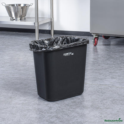 Wholesale Restaurantware 28 Qt / 7 Gal Rectangle Black Wastebasket / Trash Can - 14.6" X 10.5" X 15.2"- Bulk