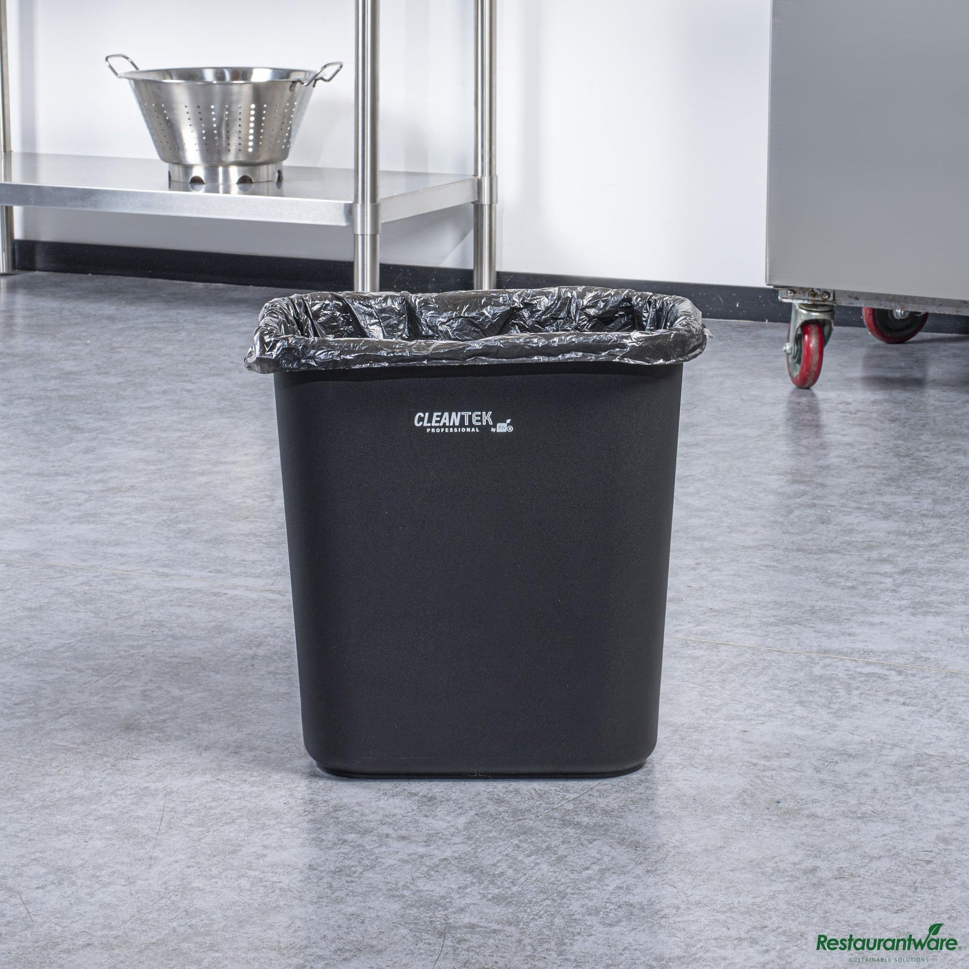 Wholesale Restaurantware 28 Qt / 7 Gal Rectangle Black Wastebasket / Trash Can - 14.6" X 10.5" X 15.2"- Bulk