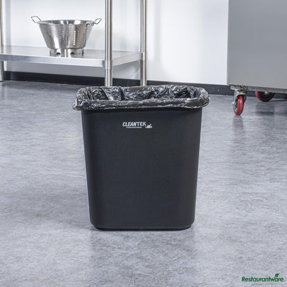 Wholesale Restaurantware 28 Qt / 7 Gal Rectangle Black Wastebasket / Trash Can - 14.6" X 10.5" X 15.2"- Bulk