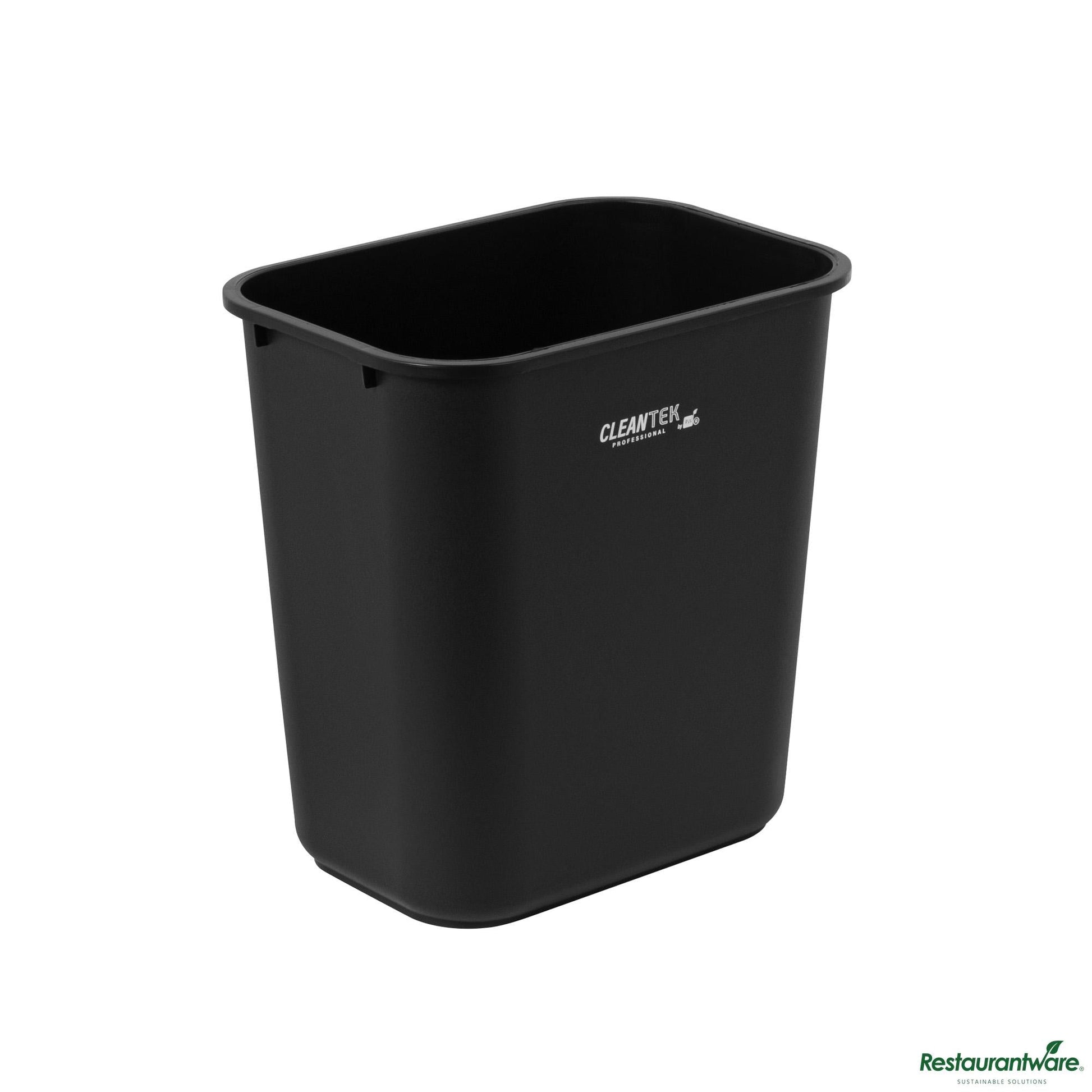 Wholesale Restaurantware 28 Qt / 7 Gal Rectangle Black Wastebasket / Trash Can - 14.6" X 10.5" X 15.2"- Bulk