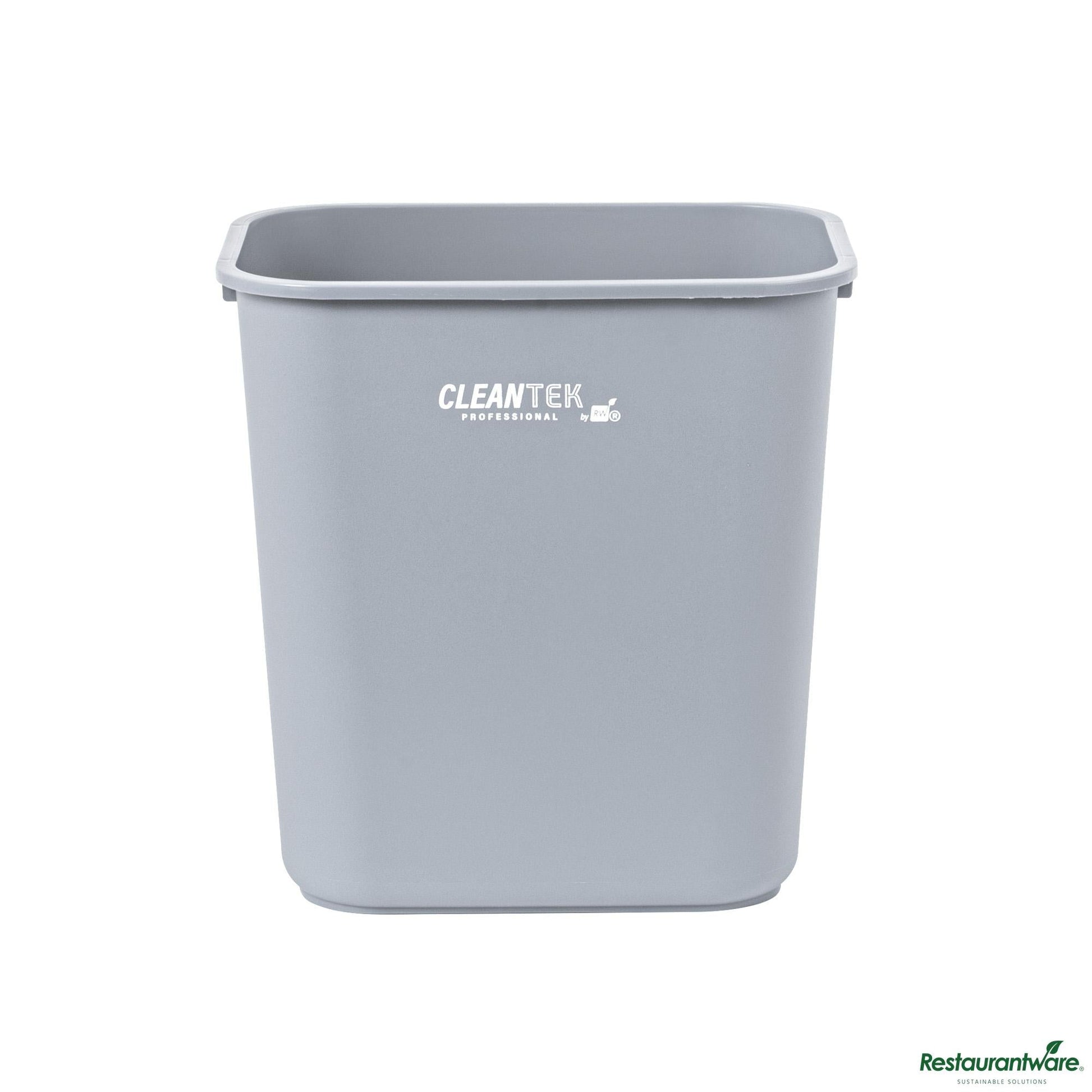Wholesale Restaurantware 28 Qt / 7 Gal Rectangle Gray Wastebasket / Trash Can - 14.6" X 10.5" X 15.2"- Bulk