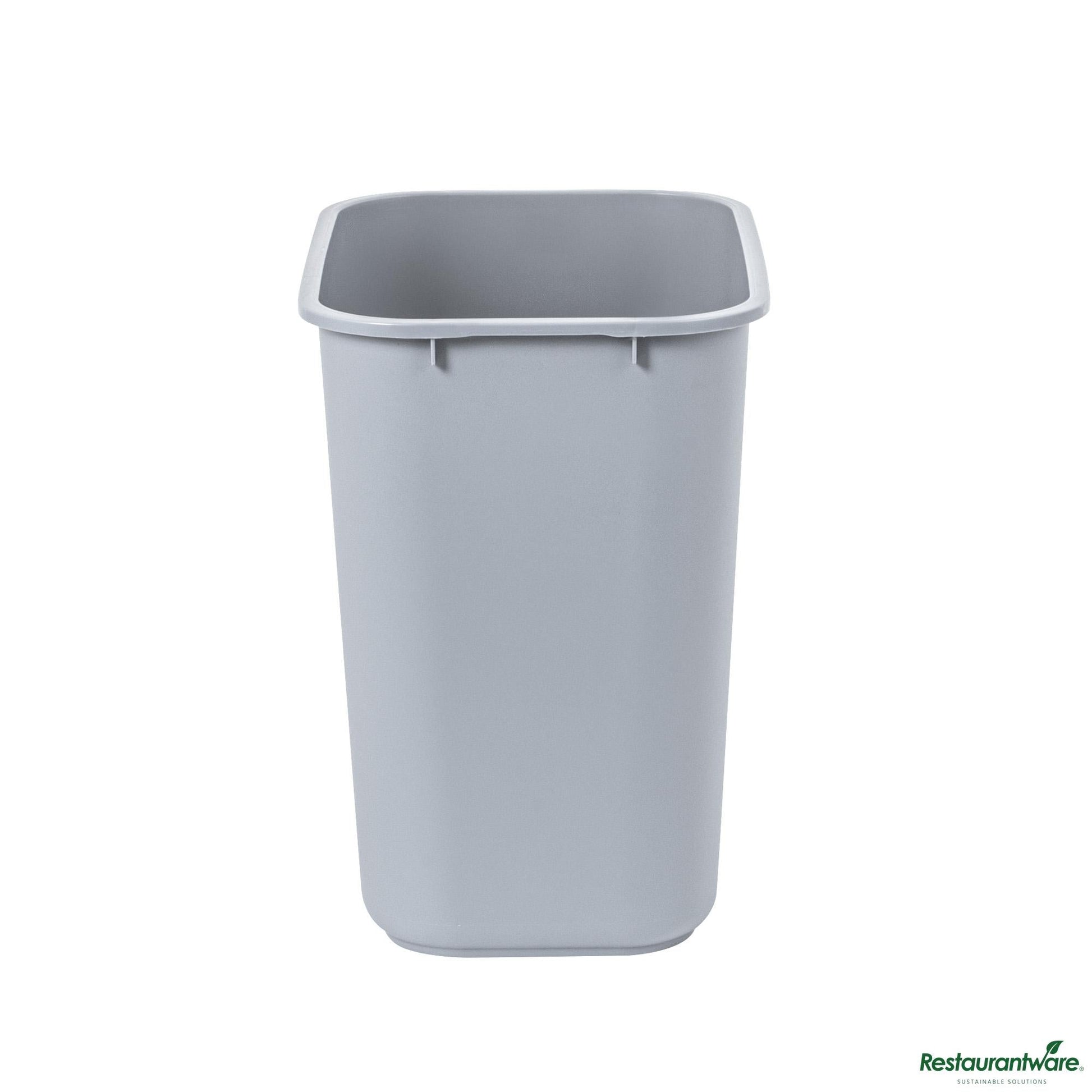 Wholesale Restaurantware 28 Qt / 7 Gal Rectangle Gray Wastebasket / Trash Can - 14.6" X 10.5" X 15.2"- Bulk