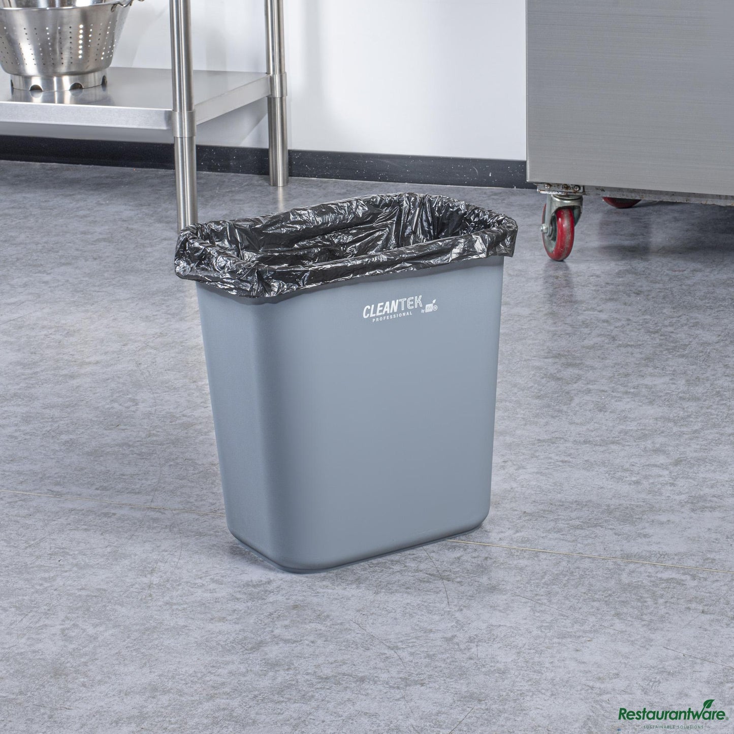 Wholesale Restaurantware 28 Qt / 7 Gal Rectangle Gray Wastebasket / Trash Can - 14.6" X 10.5" X 15.2"- Bulk