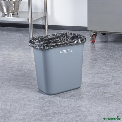 Wholesale Restaurantware 28 Qt / 7 Gal Rectangle Gray Wastebasket / Trash Can - 14.6" X 10.5" X 15.2"- Bulk