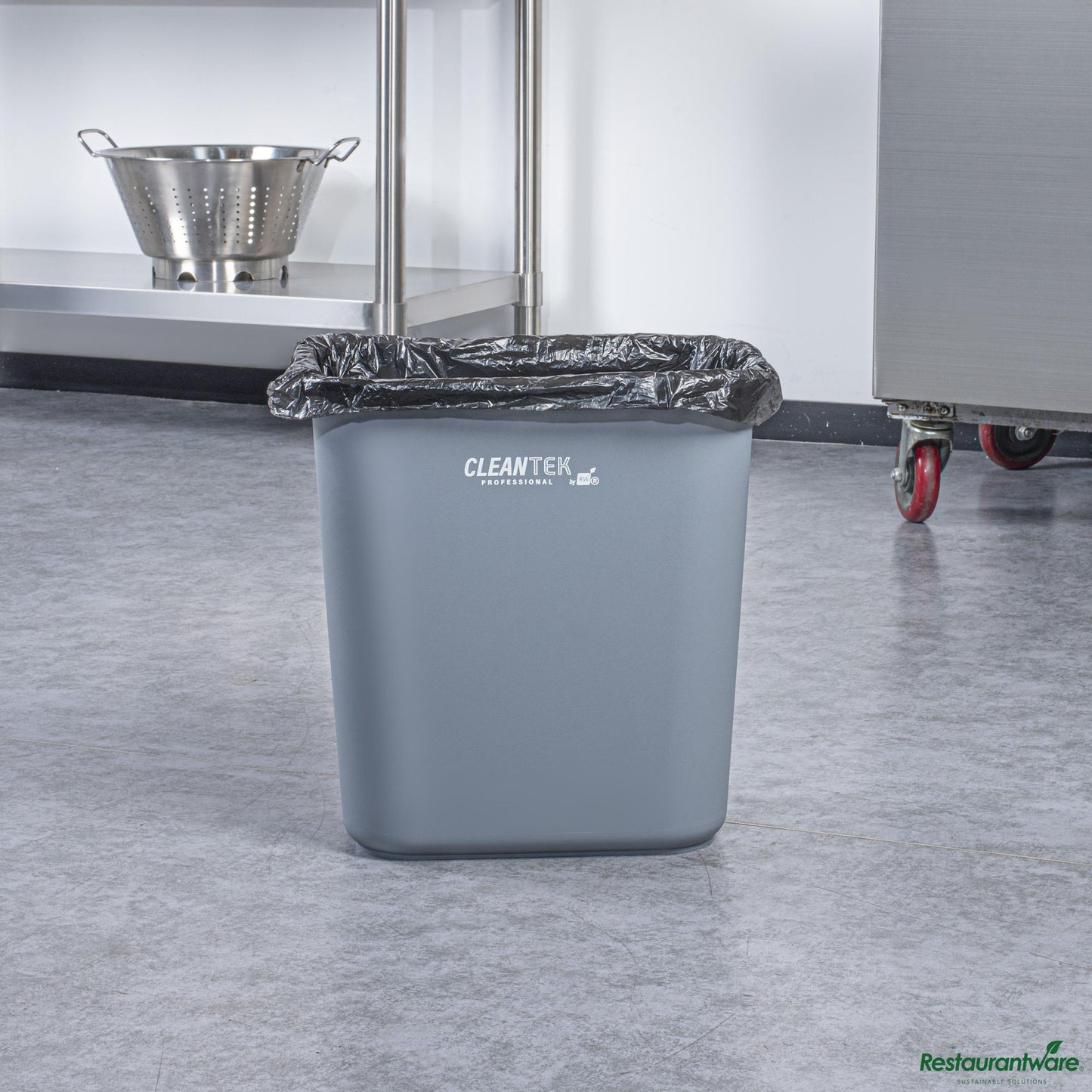 Wholesale Restaurantware 28 Qt / 7 Gal Rectangle Gray Wastebasket / Trash Can - 14.6" X 10.5" X 15.2"- Bulk