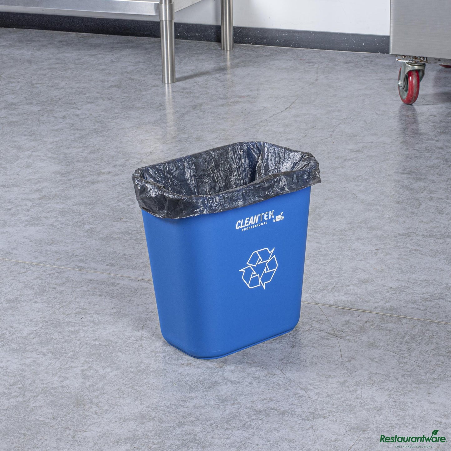 Wholesale Restaurantware 13 Qt / 3 Gal Rectangle Blue Recycling Wastebasket / Trash Can - 11.7" X 7.9" X 12"- Bulk