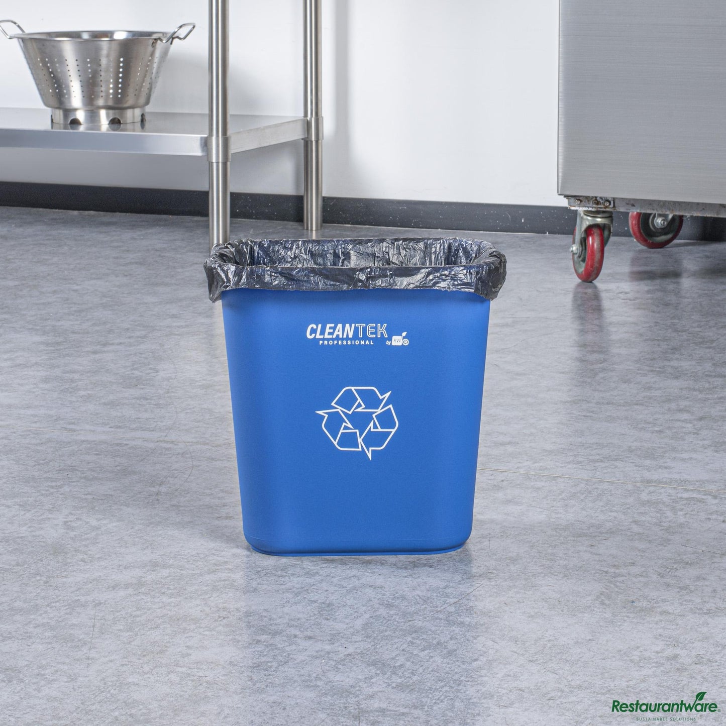 Wholesale Restaurantware 13 Qt / 3 Gal Rectangle Blue Recycling Wastebasket / Trash Can - 11.7" X 7.9" X 12"- Bulk