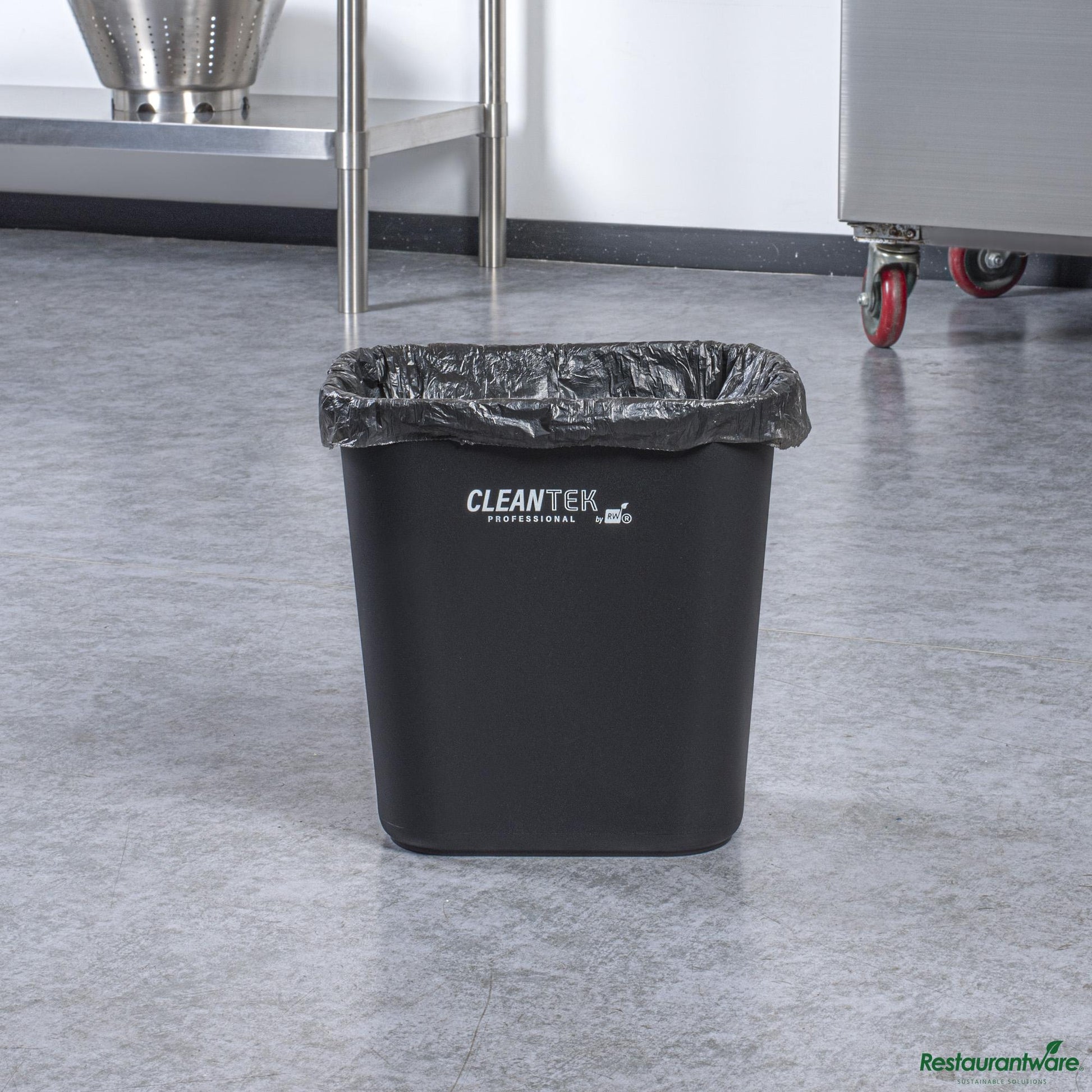 Wholesale Restaurantware 13 Qt / 3 Gal Rectangle Black Wastebasket / Trash Can - 11.7" X 7.9" X 12"- Bulk