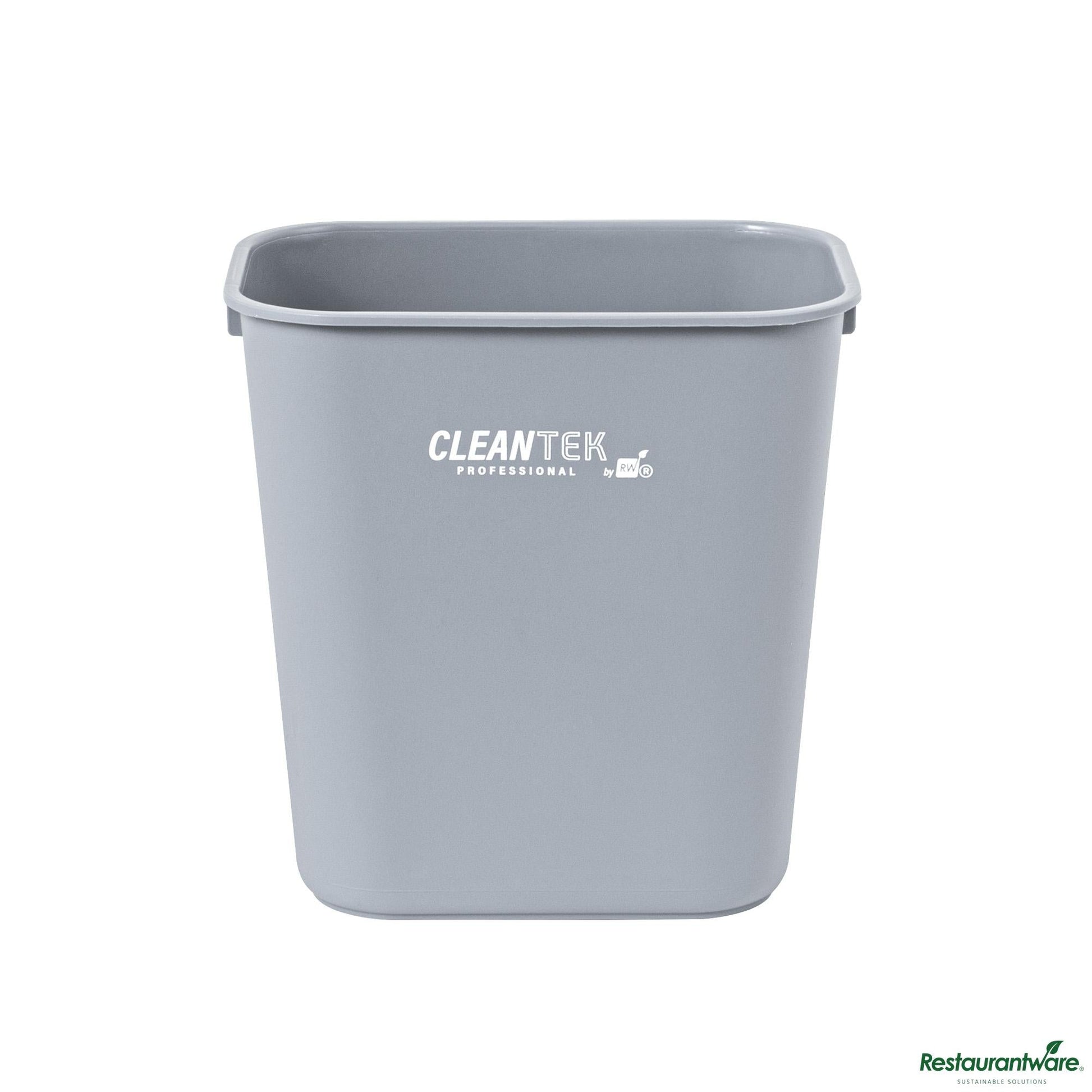 Wholesale Restaurantware 13 Qt / 3 Gal Rectangle Gray Wastebasket / Trash Can - 11.7" X 7.9" X 12"- Bulk