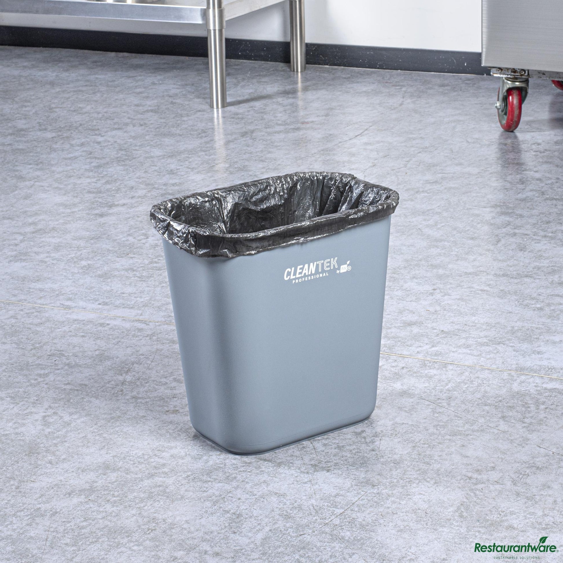 Wholesale Restaurantware 13 Qt / 3 Gal Rectangle Gray Wastebasket / Trash Can - 11.7" X 7.9" X 12"- Bulk