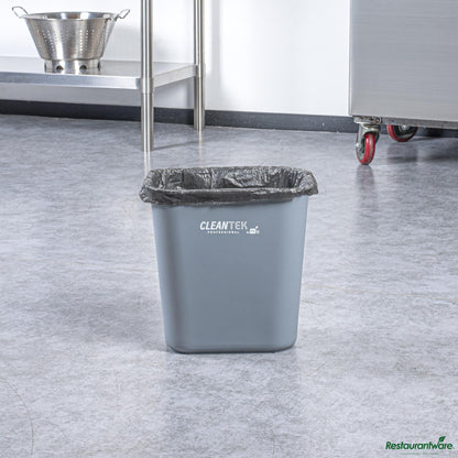 Wholesale Restaurantware 13 Qt / 3 Gal Rectangle Gray Wastebasket / Trash Can - 11.7" X 7.9" X 12"- Bulk