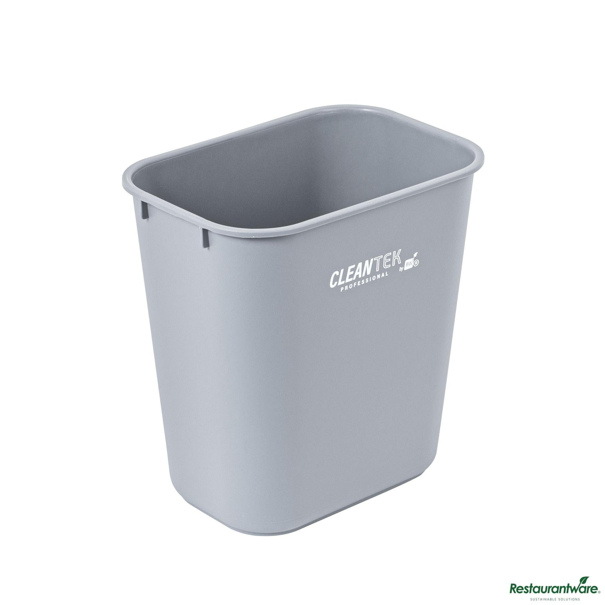 Wholesale Restaurantware 13 Qt / 3 Gal Rectangle Gray Wastebasket / Trash Can - 11.7" X 7.9" X 12"- Bulk