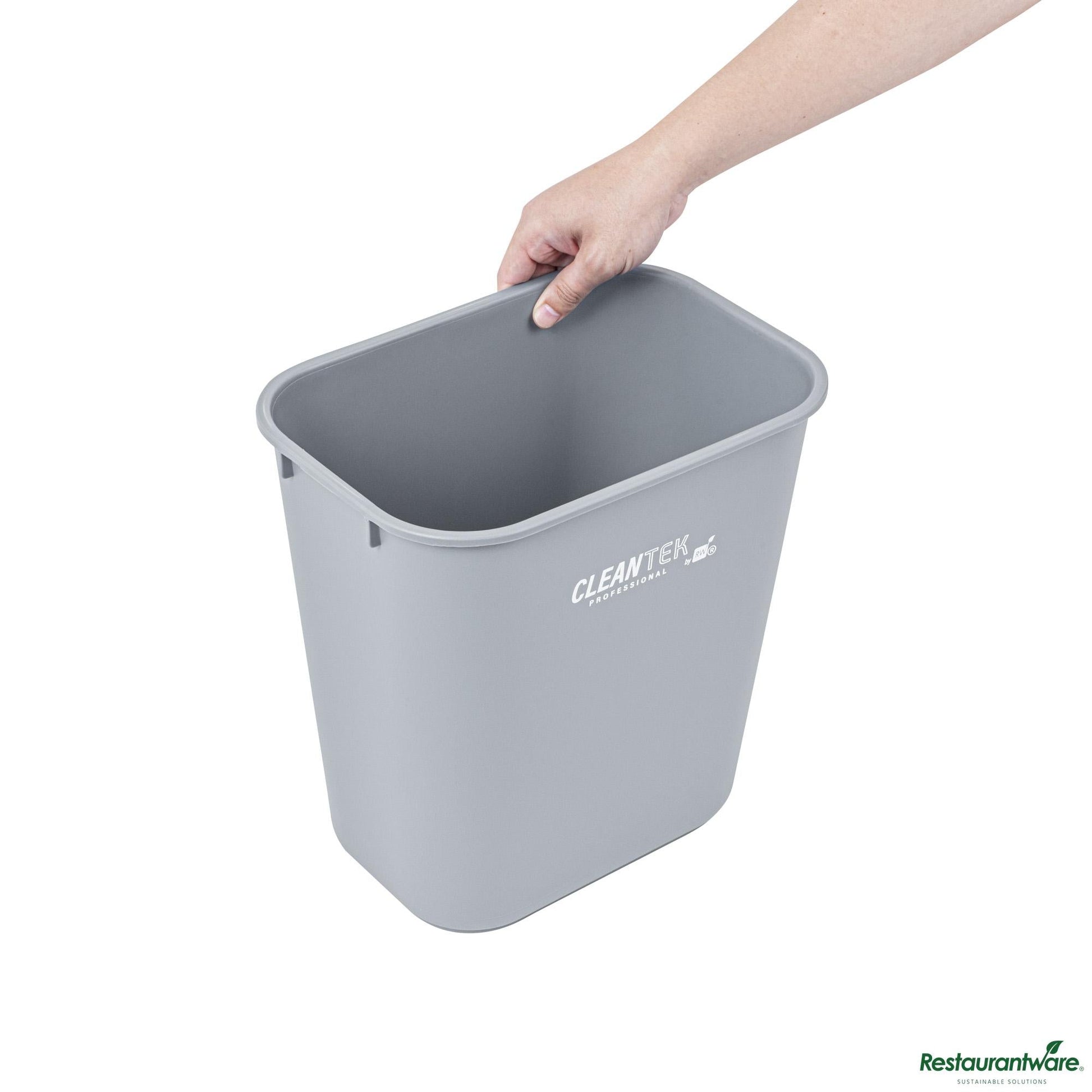 Wholesale Restaurantware 13 Qt / 3 Gal Rectangle Gray Wastebasket / Trash Can - 11.7" X 7.9" X 12"- Bulk