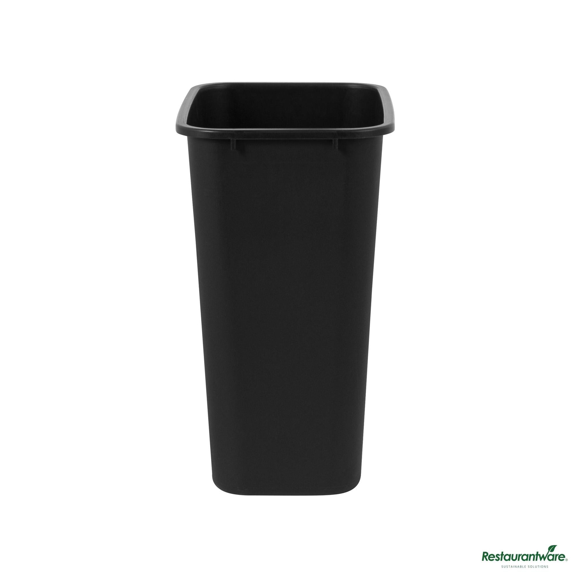 Wholesale Restaurantware 7 Qt / 1.75 Gal Rectangle Black Wastebasket / Trash Can - 10.1" X 6.3" X 10.2"- Bulk