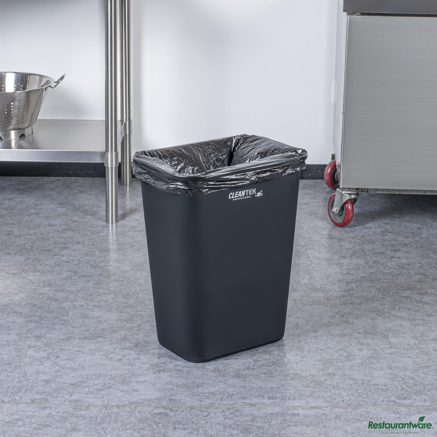 Wholesale Restaurantware 7 Qt / 1.75 Gal Rectangle Black Wastebasket / Trash Can - 10.1" X 6.3" X 10.2"- Bulk