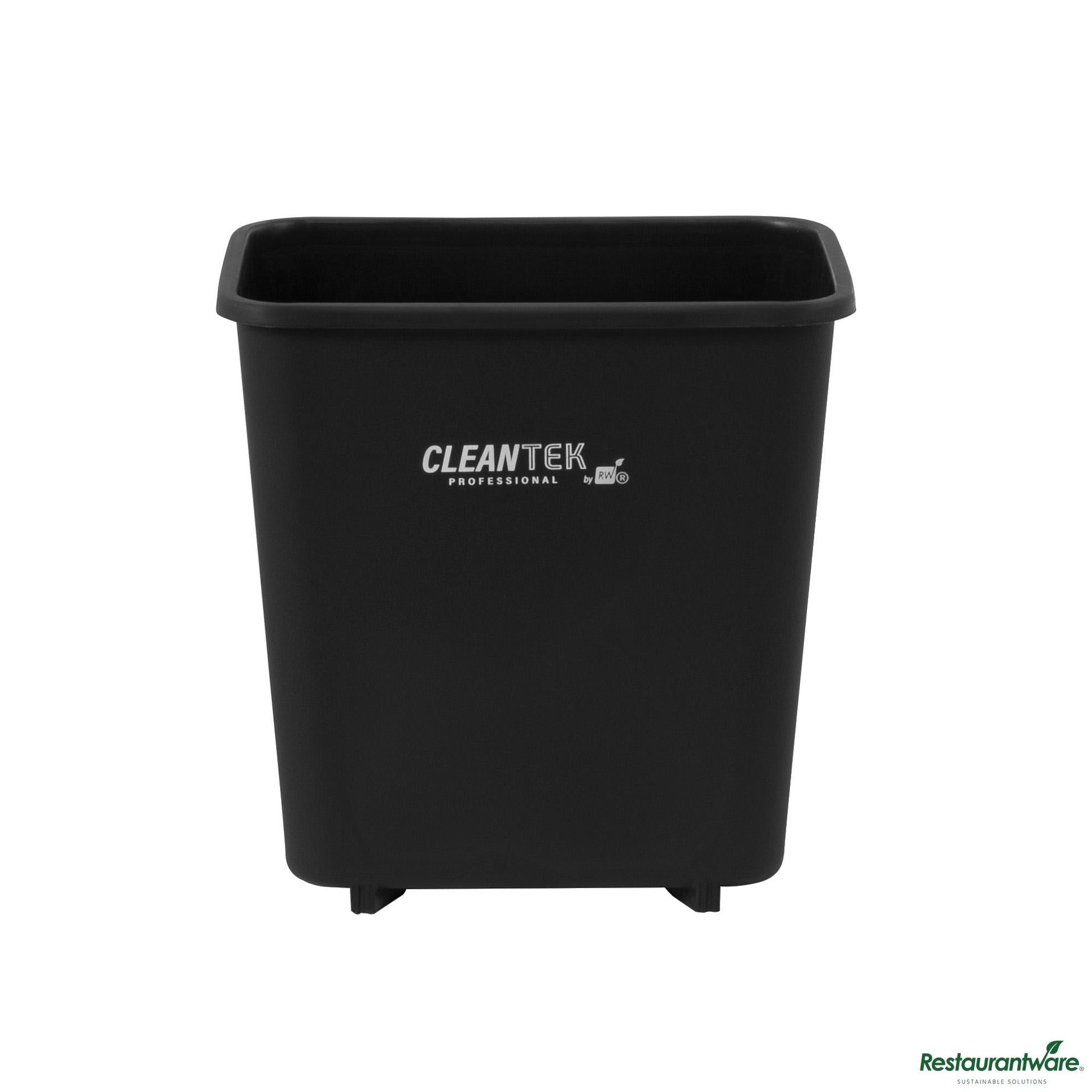 Wholesale Restaurantware 41 Qt / 10 Gal Rectangle Black Wastebasket / Trash Can - 15.7" X 11.3" X 19.9"- Bulk