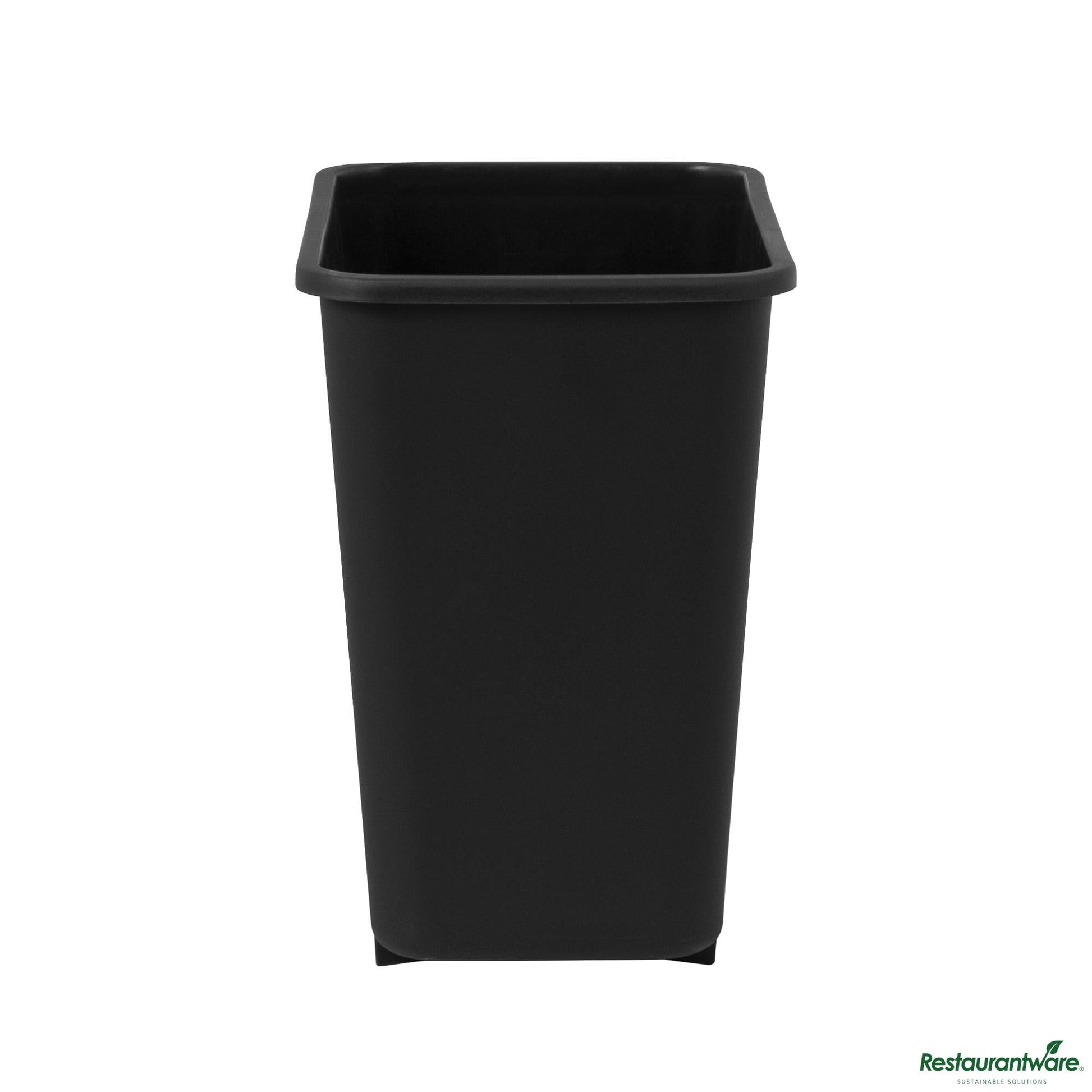 Wholesale Restaurantware 41 Qt / 10 Gal Rectangle Black Wastebasket / Trash Can - 15.7" X 11.3" X 19.9"- Bulk