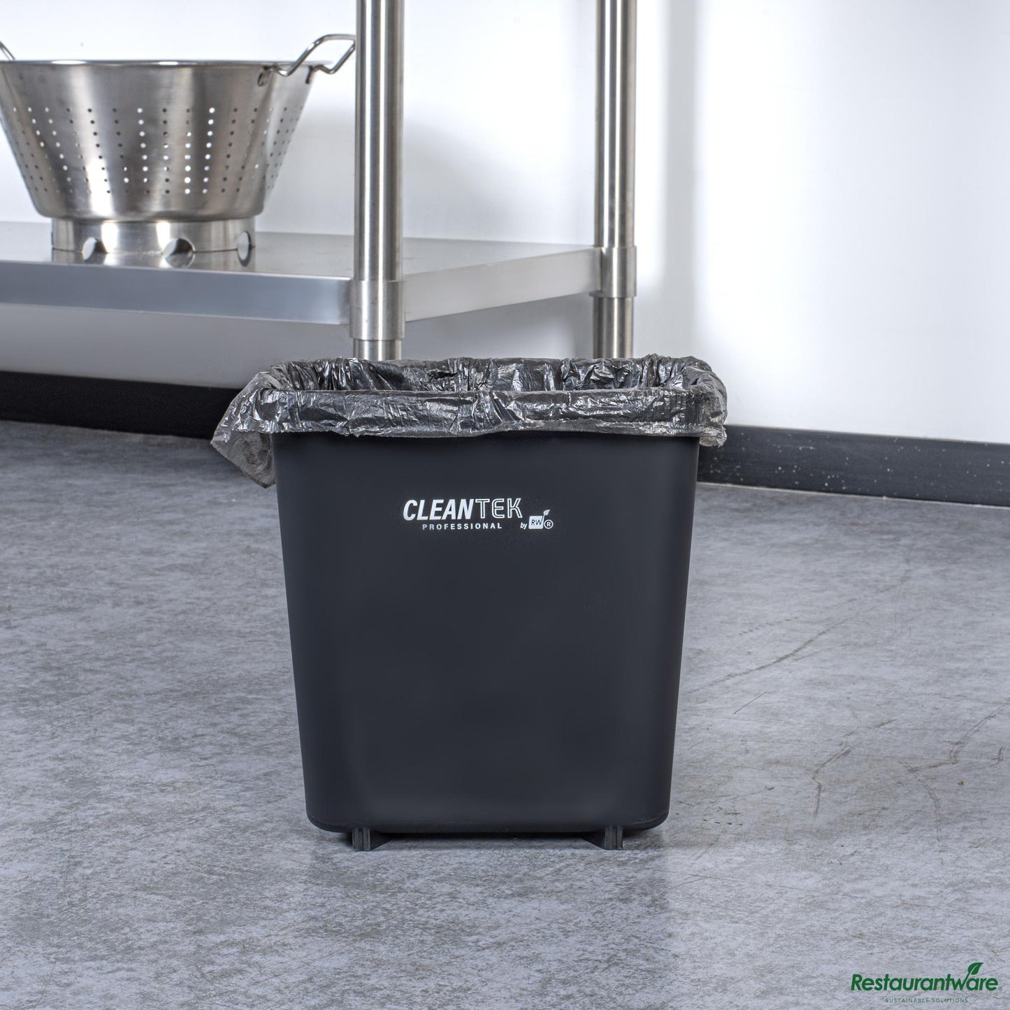 Wholesale Restaurantware 41 Qt / 10 Gal Rectangle Black Wastebasket / Trash Can - 15.7" X 11.3" X 19.9"- Bulk