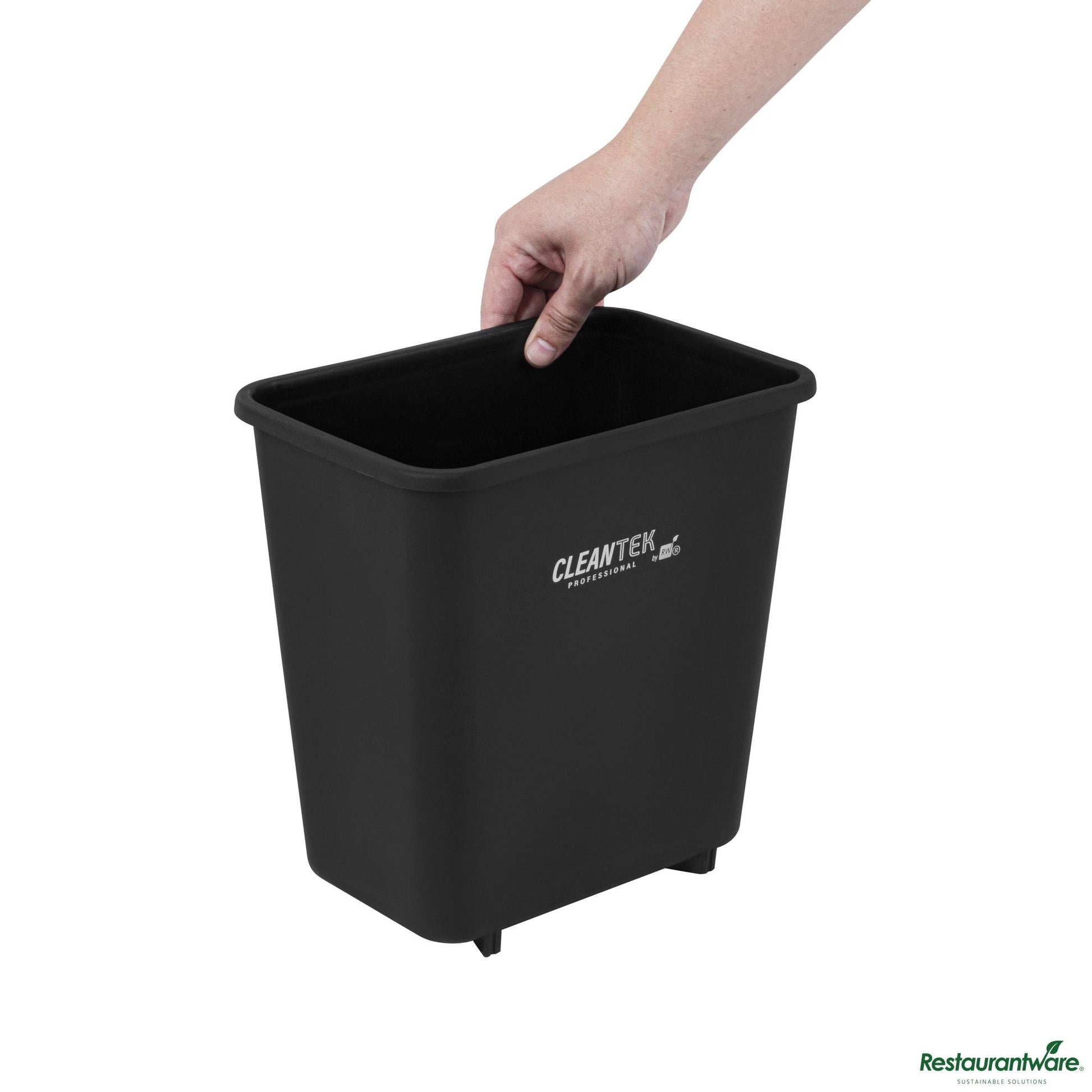 Wholesale Restaurantware 41 Qt / 10 Gal Rectangle Black Wastebasket / Trash Can - 15.7" X 11.3" X 19.9"- Bulk