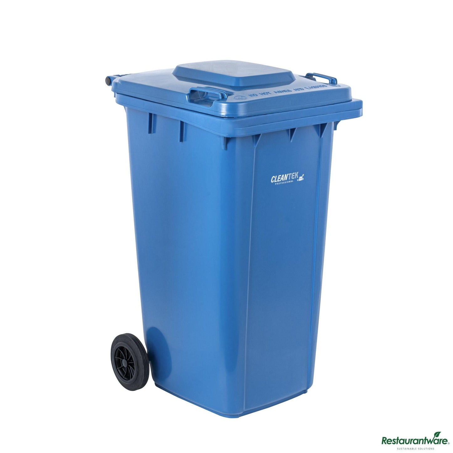 Wholesale Restaurantware 64 Gal Rectangle Blue Plastic Wheeled Trash Can - with Lid - 28.5" X 23" X 42.9"- Bulk