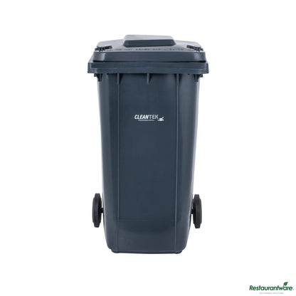 Wholesale Restaurantware 64 Gal Rectangle Gray Plastic Wheeled Trash Can - with Lid - 28.5" X 23" X 42.9"- Bulk