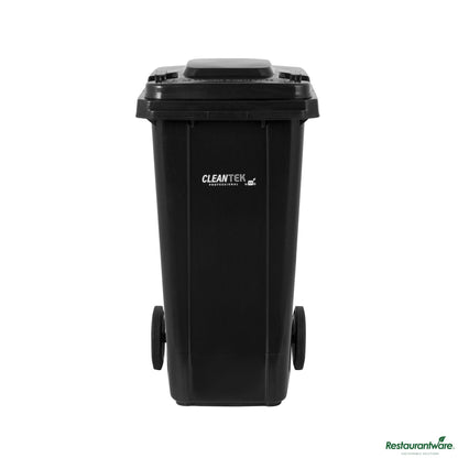 Wholesale Restaurantware 32 Gal Rectangle Black Plastic Wheeled Trash Can - with Lid - 22.4" X 18.9" X 37.4"- Bulk